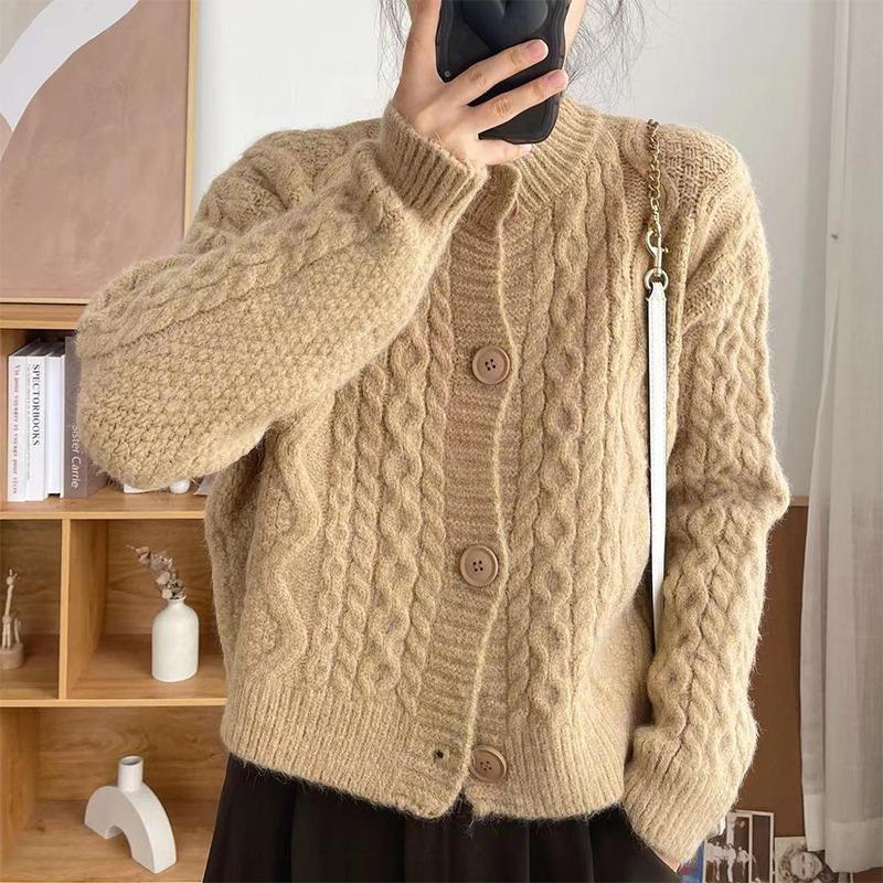 ケーブル編みニットカーディガン韓国風レディース8色