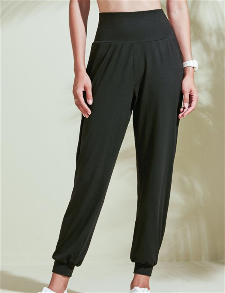 秋冬黒パンツ ハイウエスト薄手運動着ズボン
