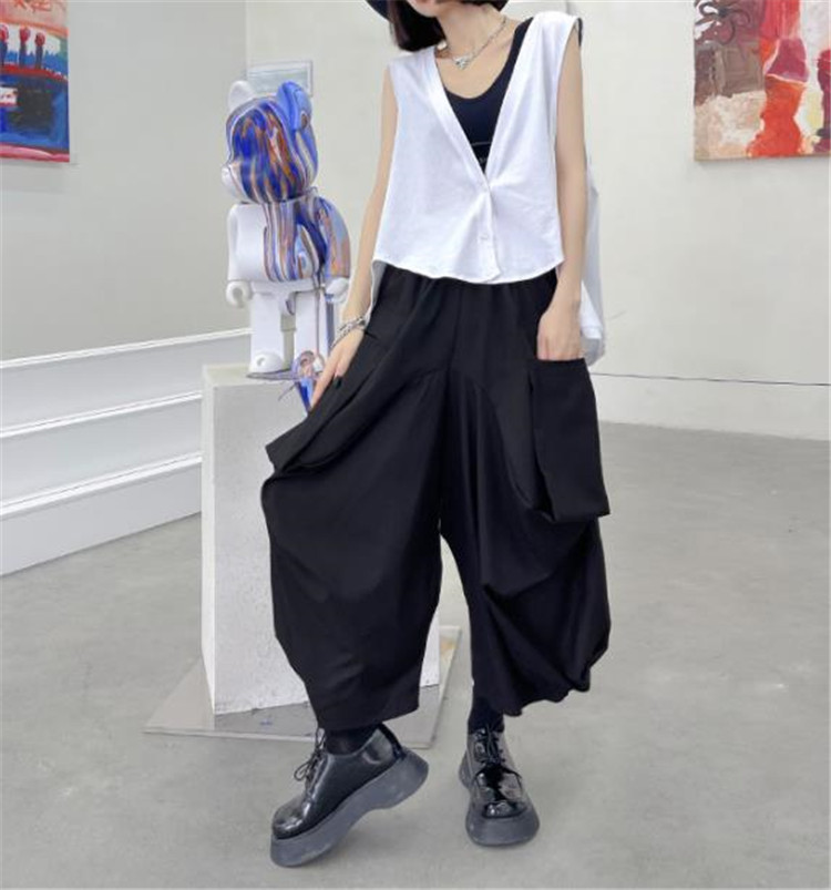 黒パンツ ワイド カジュアル ハイウエスト テーパード