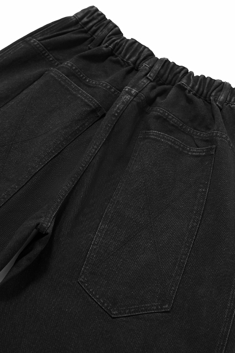 黒パンツ メンズ秋新作立体裁断黒デニムパンツワイドシルエット