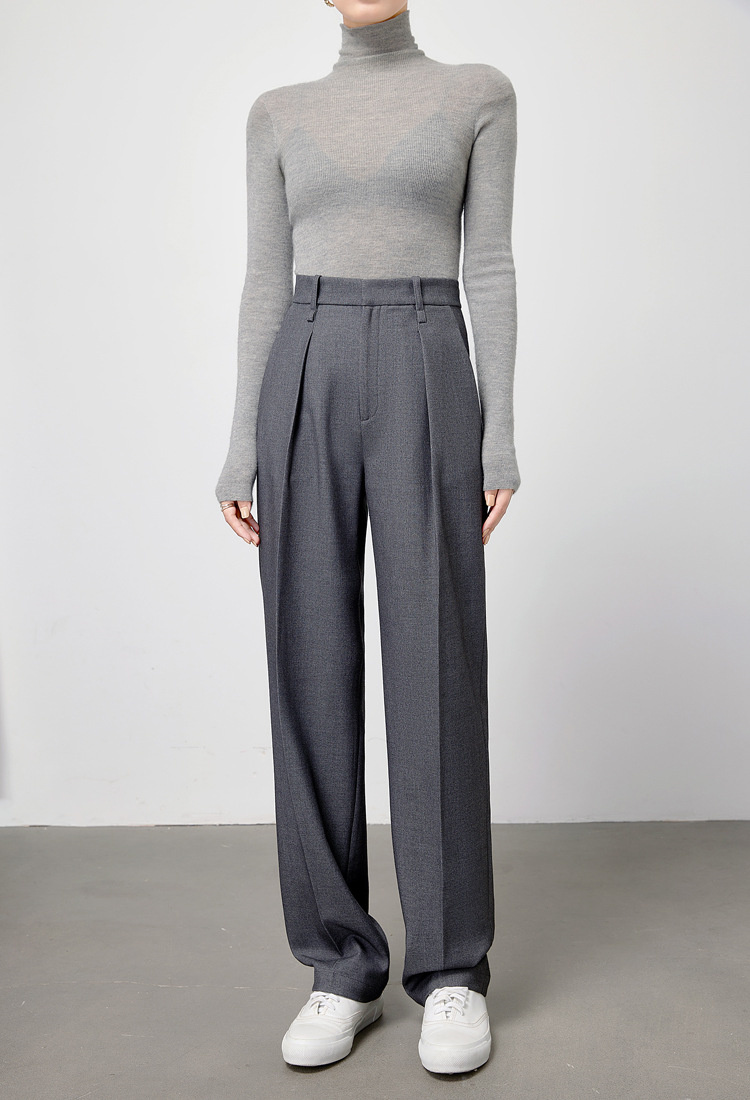 黒パンツ ハイウエストワイドパンツ 上品スラックス風