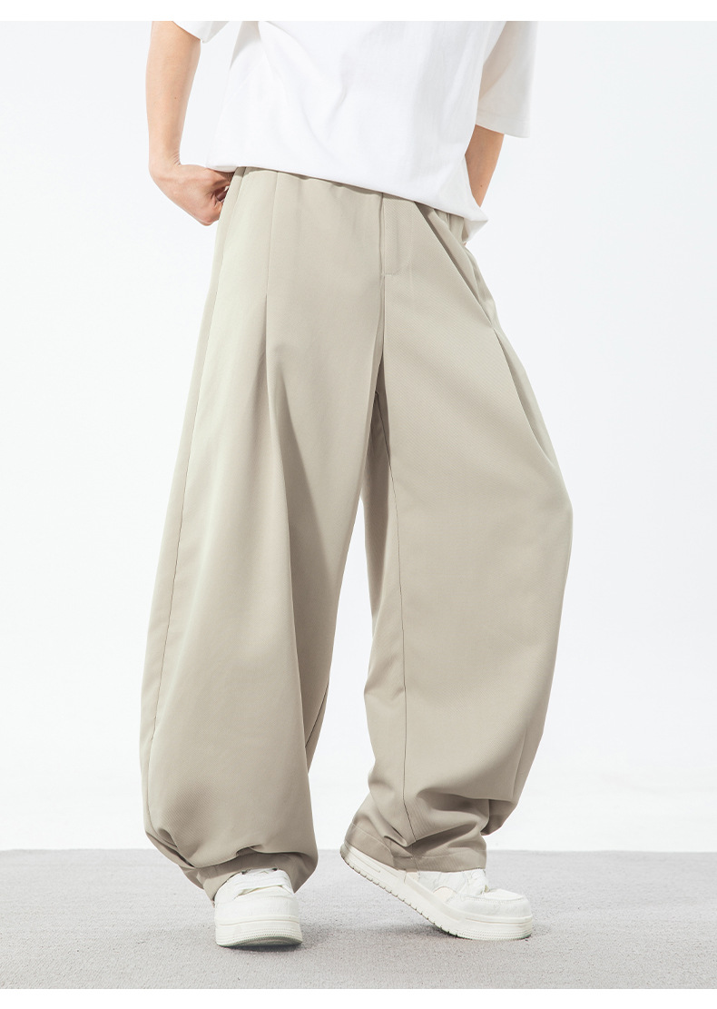 男性用ワイドシルエットテーパードパンツ 黒パンツ タック入り