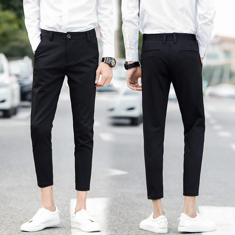 黒パンツ すっきり美脚アンクル丈パンツ