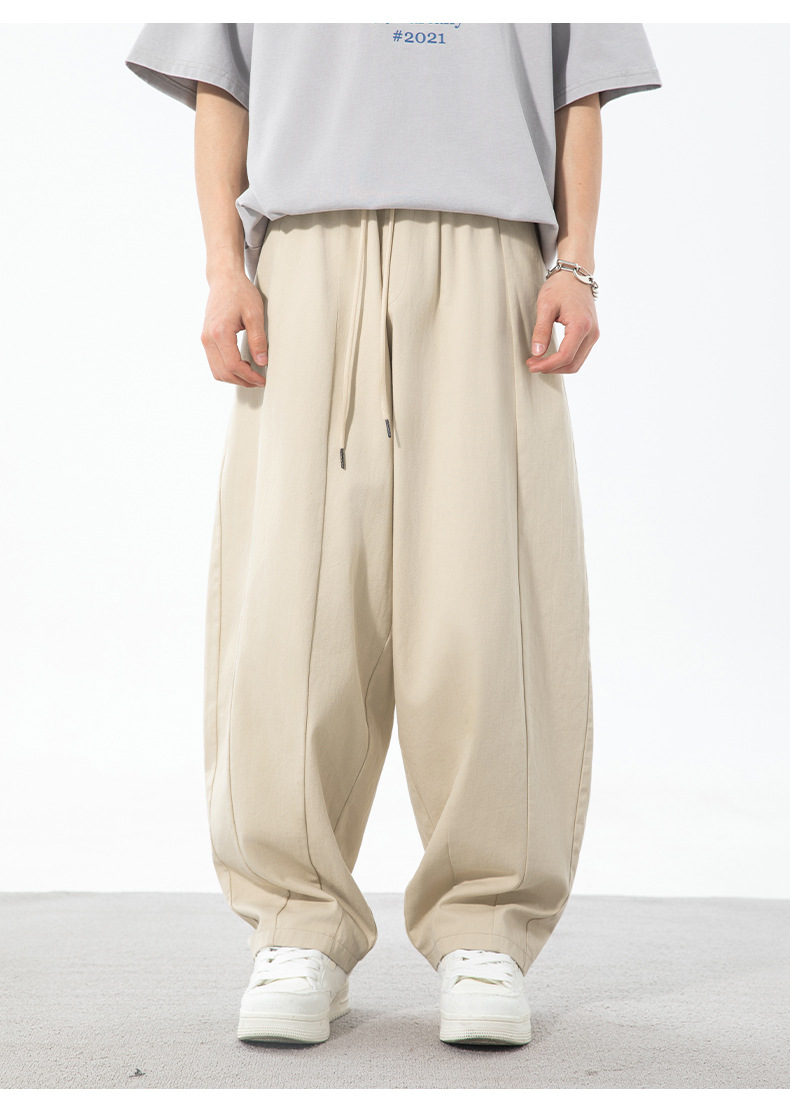 黒パンツ 男性用立体感ワイドジョガーパンツ春夏新作