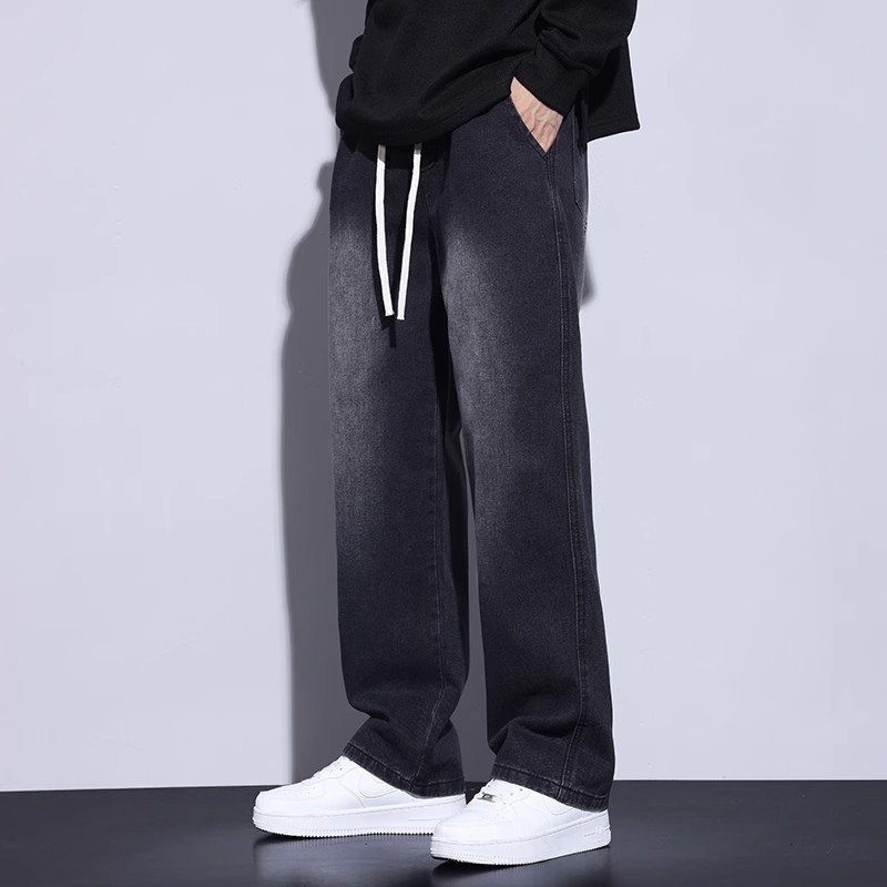 黒パンツ リラックスワイドデニム