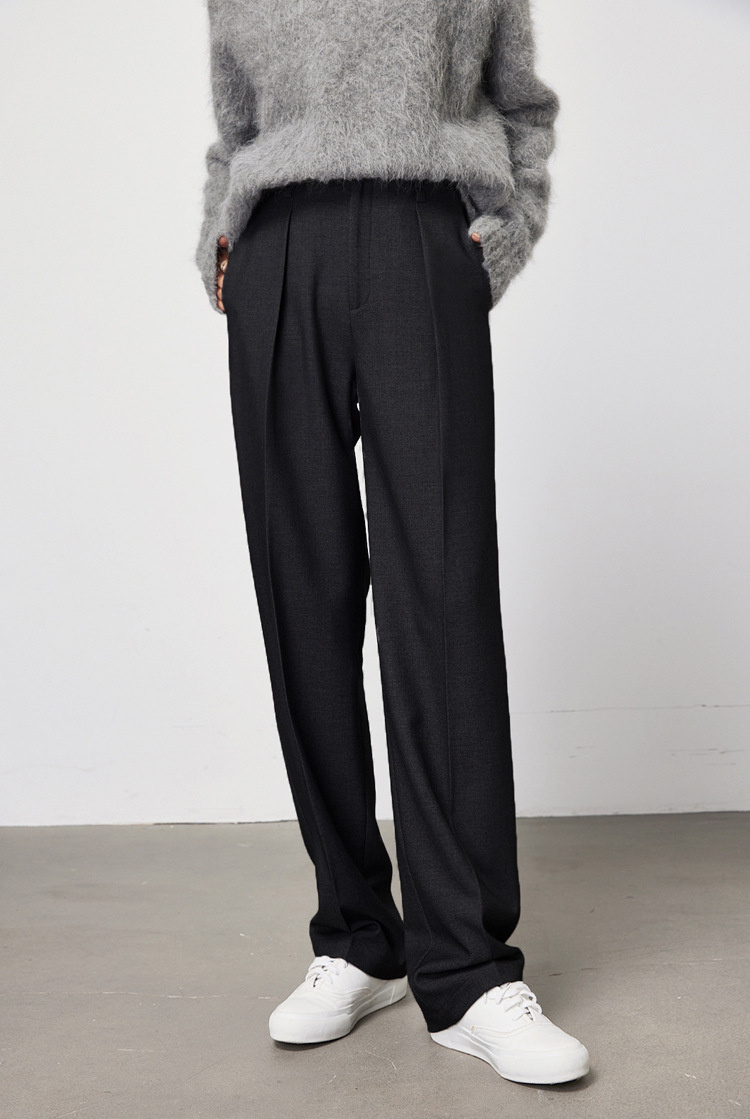 黒パンツ ハイウエストワイドパンツ 上品スラックス風