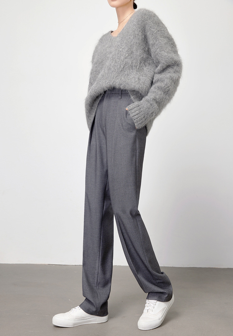 黒パンツ ハイウエストワイドパンツ 上品スラックス風