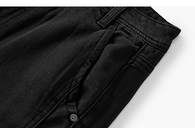 黒パンツ ワイドシルエットカーゴデニム