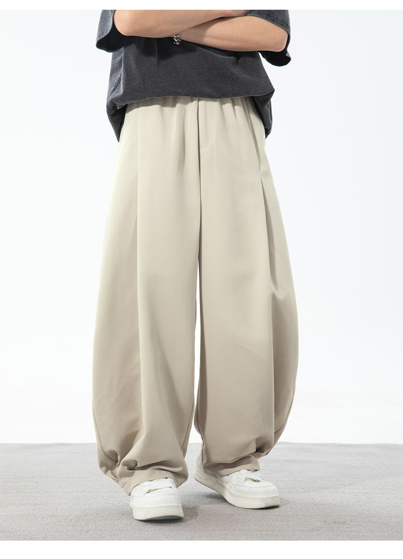 男性用ワイドシルエットテーパードパンツ 黒パンツ タック入り