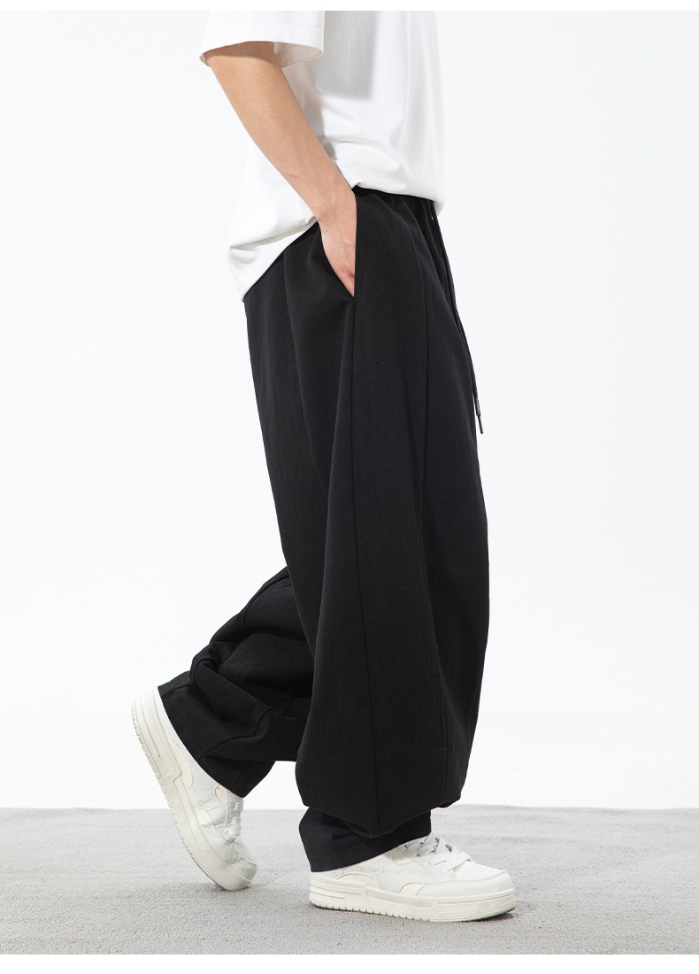 黒パンツ 男性用立体感ワイドジョガーパンツ春夏新作