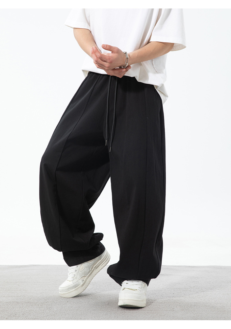 黒パンツ 男性用立体感ワイドジョガーパンツ春夏新作