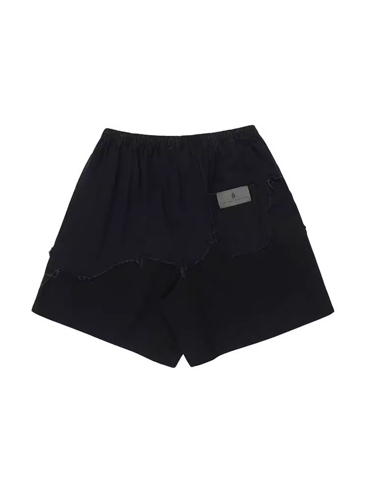 黒パンツ 男女兼用 ヴィンテージ風 黒ハーフパンツ ショートボトムス