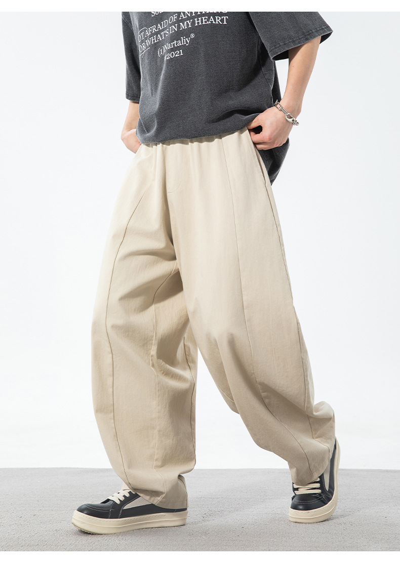 黒パンツ 男性用立体感ワイドジョガーパンツ春夏新作