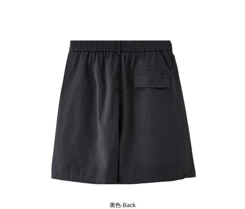 黒パンツ タックデザイン上品ショートパンツ