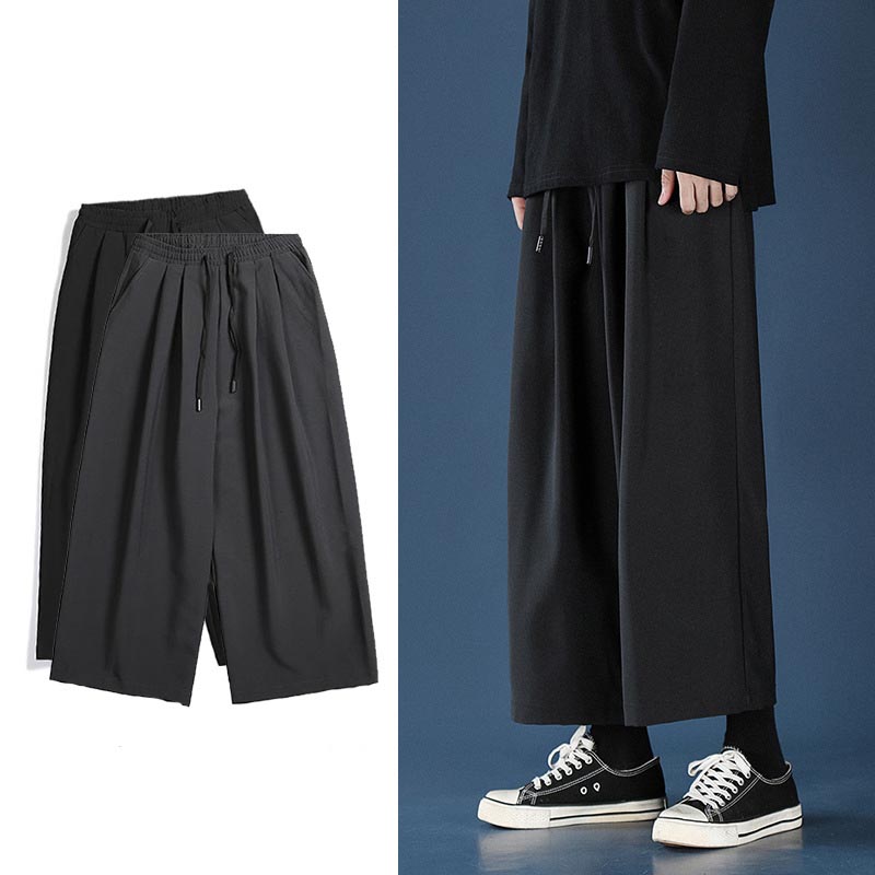 黒パンツ メンズ ワイド スラックス ゆったり ストレート パンツ