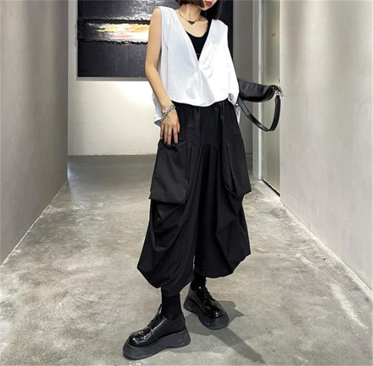 黒パンツ ワイド カジュアル ハイウエスト テーパード