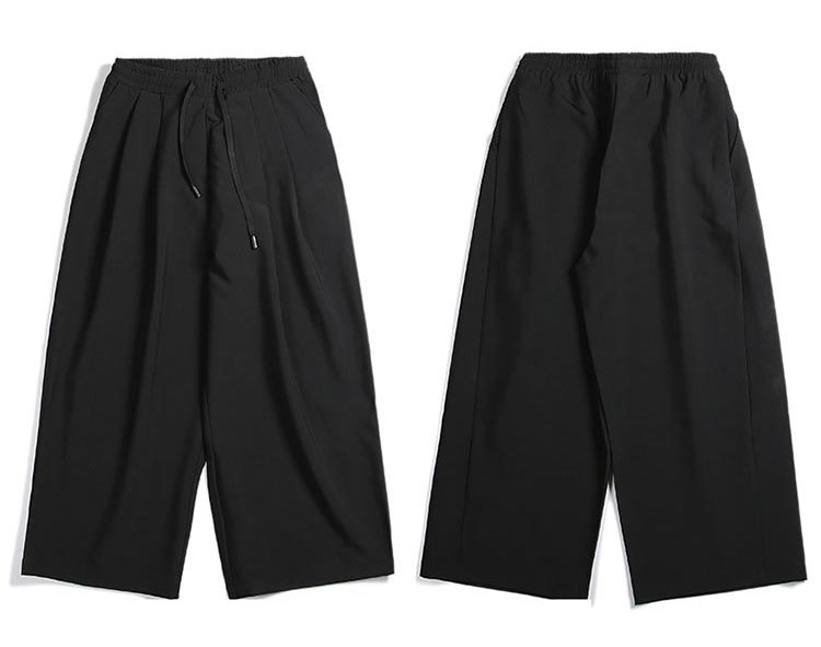 黒パンツ メンズ ワイド スラックス ゆったり ストレート パンツ