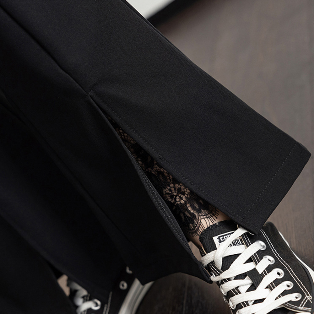 韓国風セミフレア黒パンツ レディース秋冬