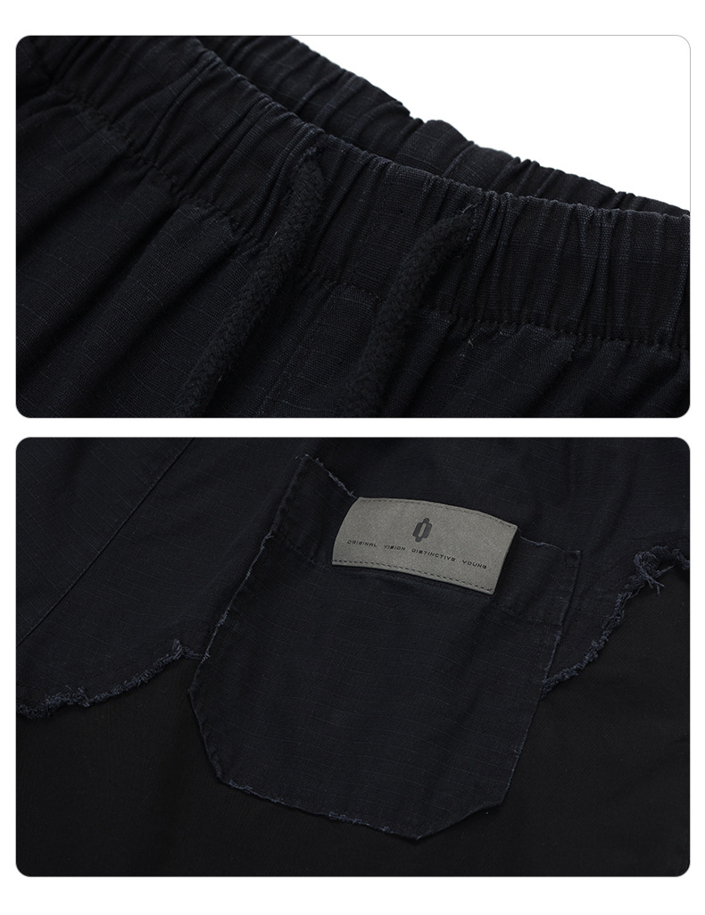 黒パンツ 男女兼用 ヴィンテージ風 黒ハーフパンツ ショートボトムス