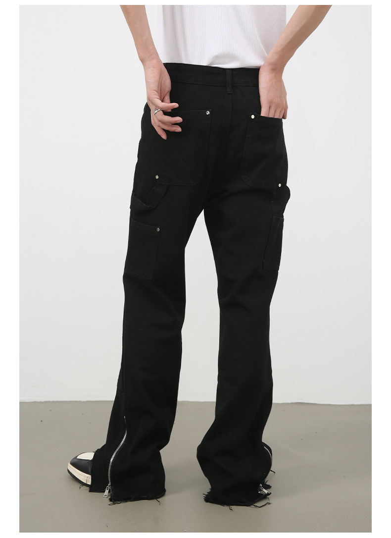 黒パンツ 黒デニム ワイドパンツ ユニセックス ストリート系