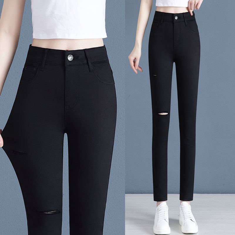 黒パンツ 美シルエット ストレッチ スキニーパンツ