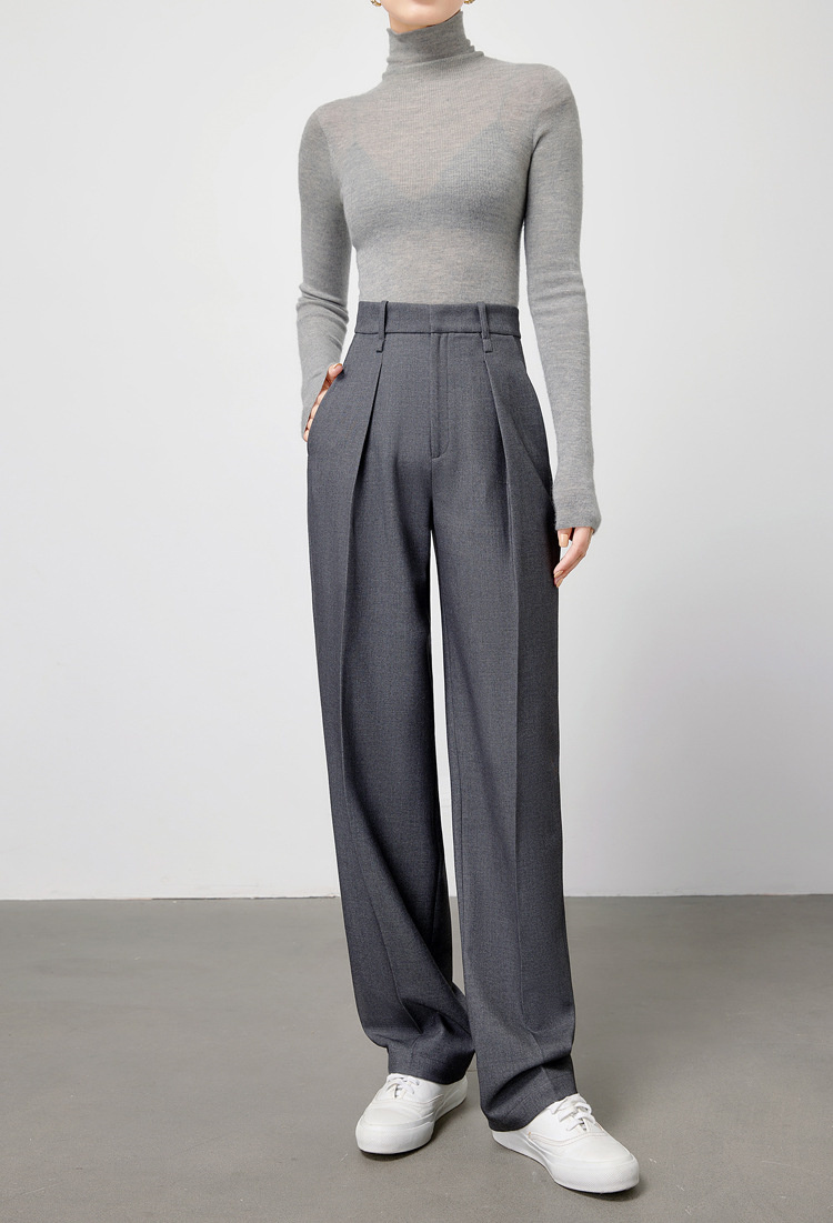 黒パンツ ハイウエストワイドパンツ 上品スラックス風