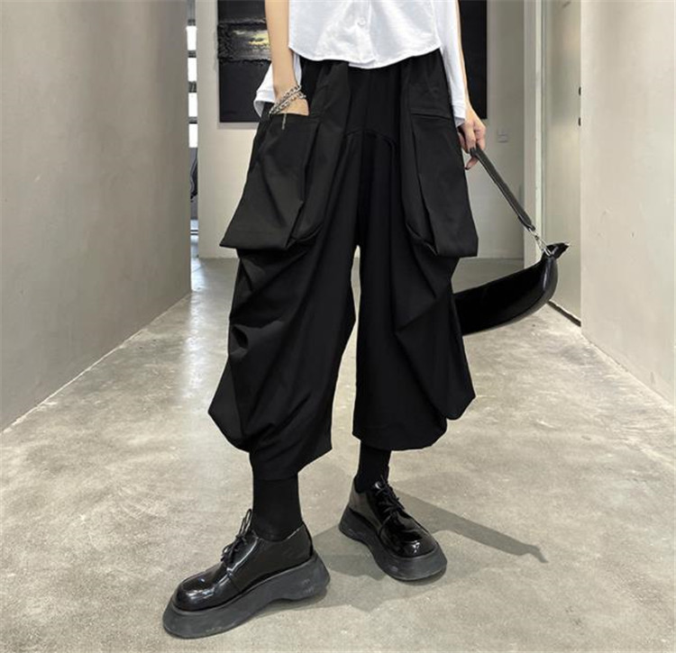 黒パンツ ワイド カジュアル ハイウエスト テーパード