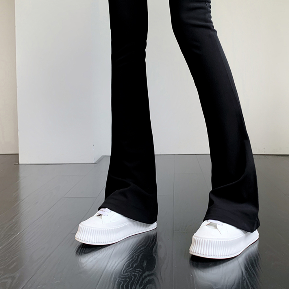 黒パンツ ダメージ加工フレアパンツ黒レディース美脚韓国風