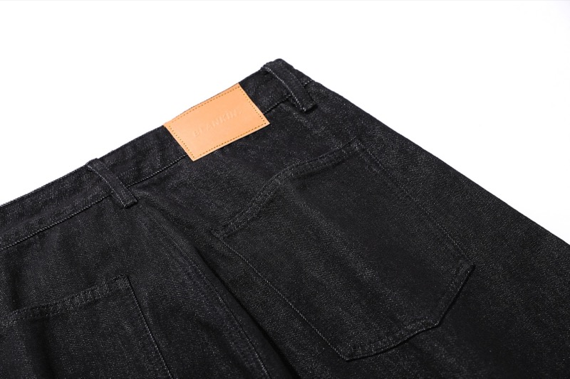 黒パンツ 刺繍入り黒デニム ワイドパンツ メンズ