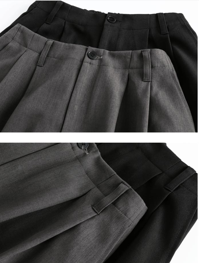 和風レトロ ワイドスラックス 男女兼用 黒パンツ