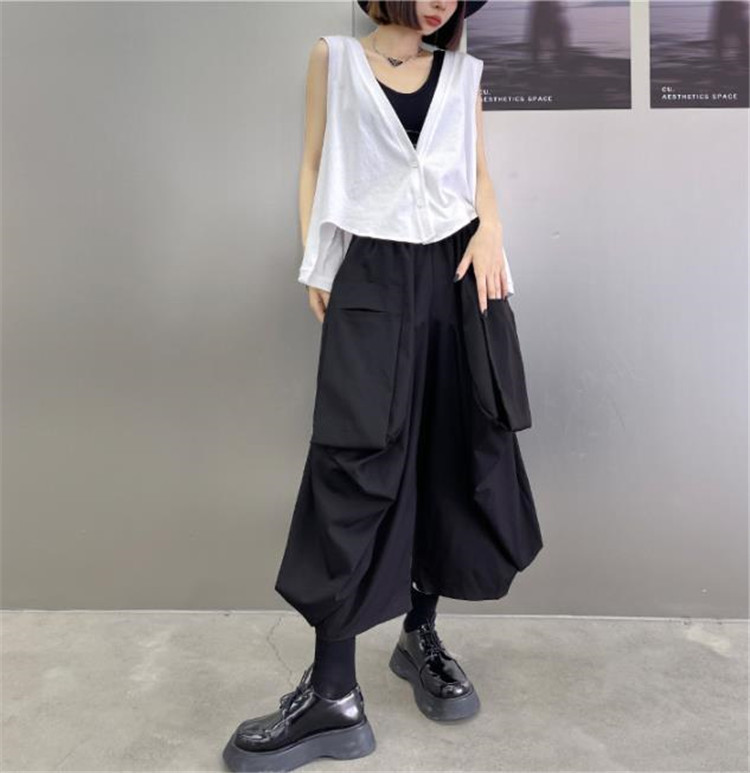 黒パンツ ワイド カジュアル ハイウエスト テーパード