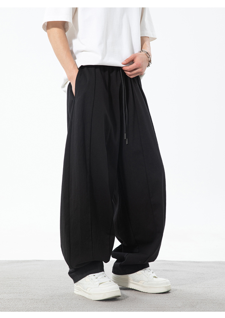 黒パンツ 男性用立体感ワイドジョガーパンツ春夏新作