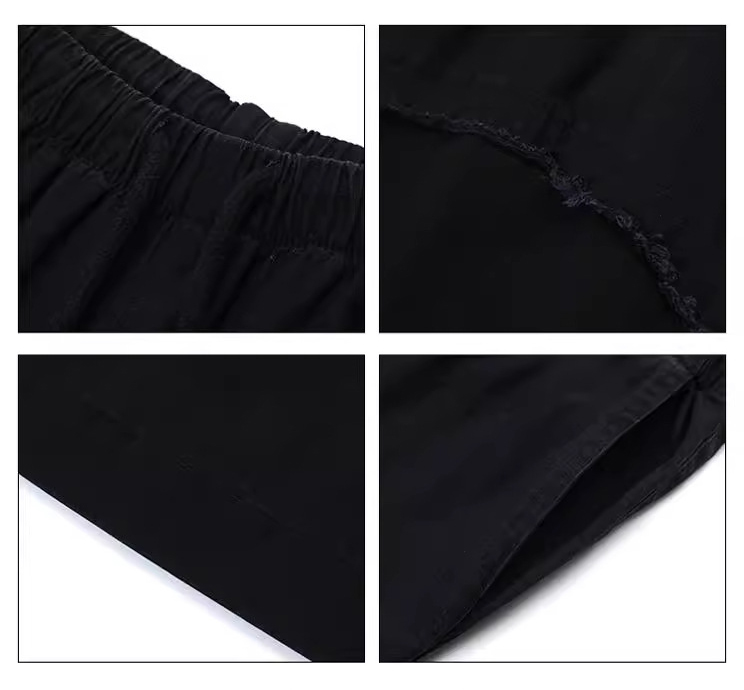 黒パンツ 男女兼用 ヴィンテージ風 黒ハーフパンツ ショートボトムス