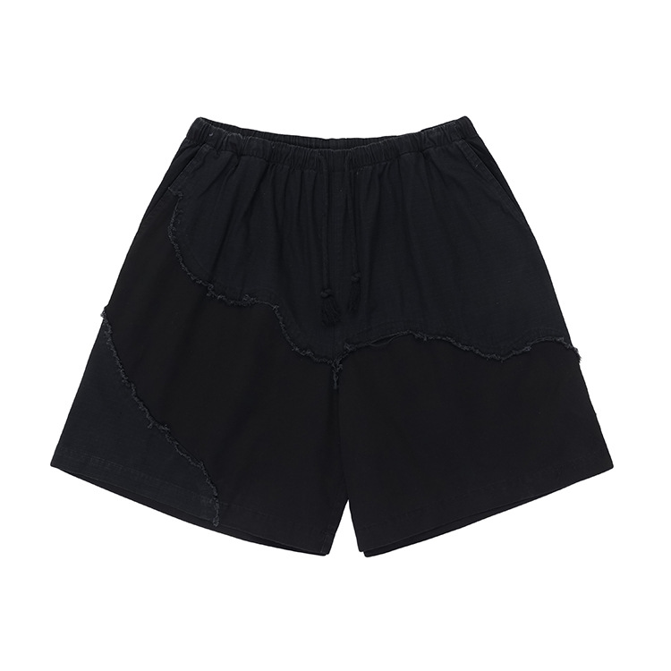 黒パンツ 男女兼用 ヴィンテージ風 黒ハーフパンツ ショートボトムス