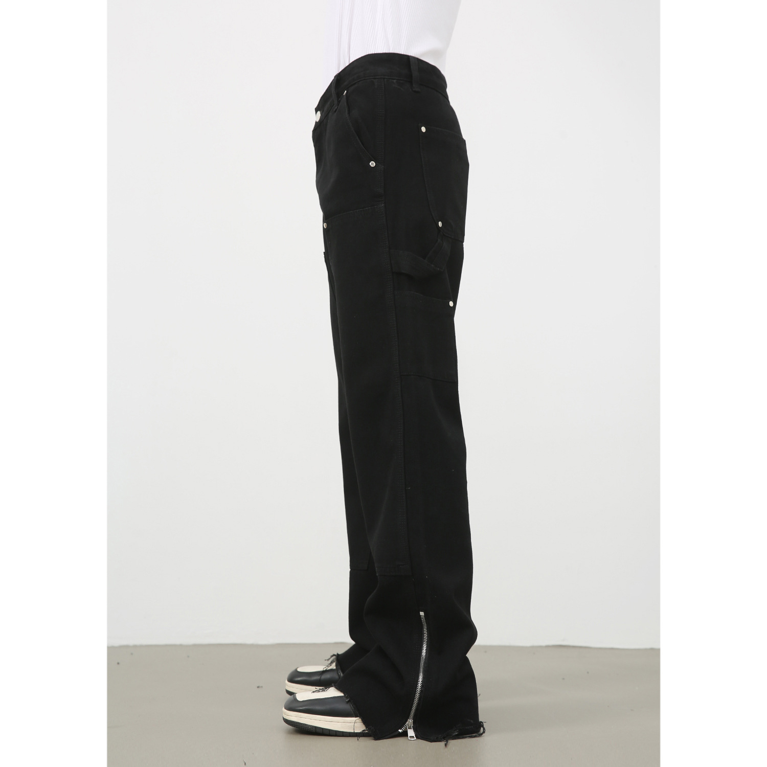 黒パンツ 黒デニム ワイドパンツ ユニセックス ストリート系