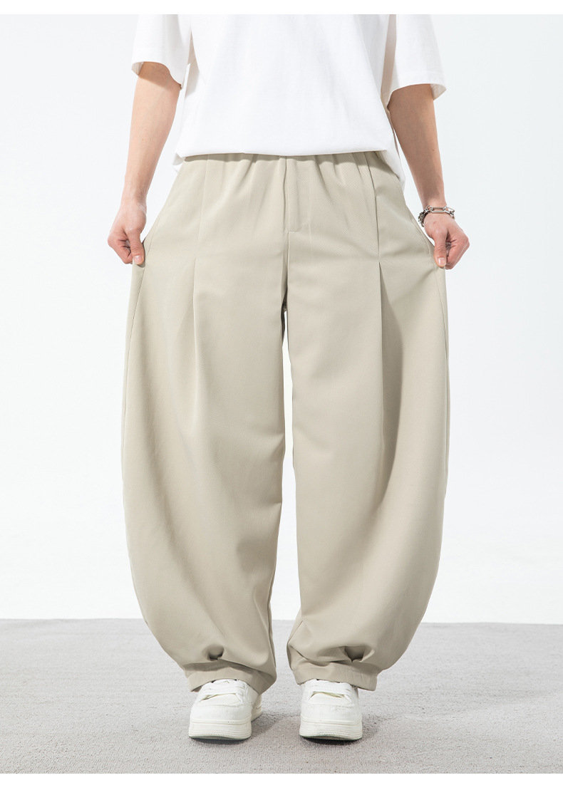 男性用ワイドシルエットテーパードパンツ 黒パンツ タック入り