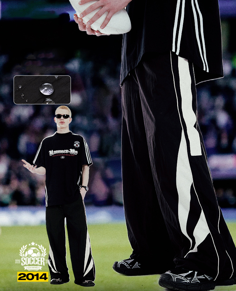 黒パンツ 男女兼用 黒 運動風 ジョガーパンツ サイドライン入り