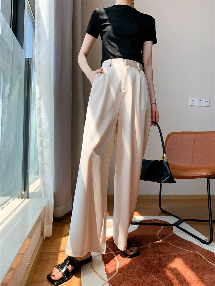 黒パンツ ハイウエスト ワイドパンツ ゆったり ストレート