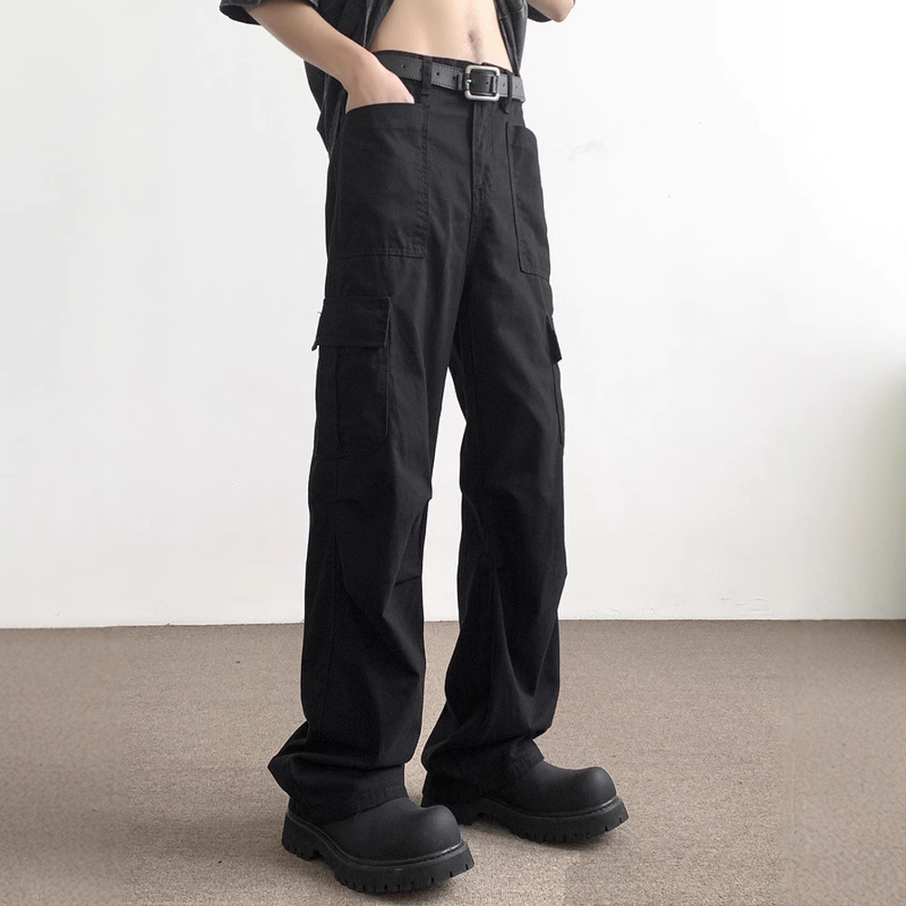 黒パンツ ワークポケット実用派ズボン