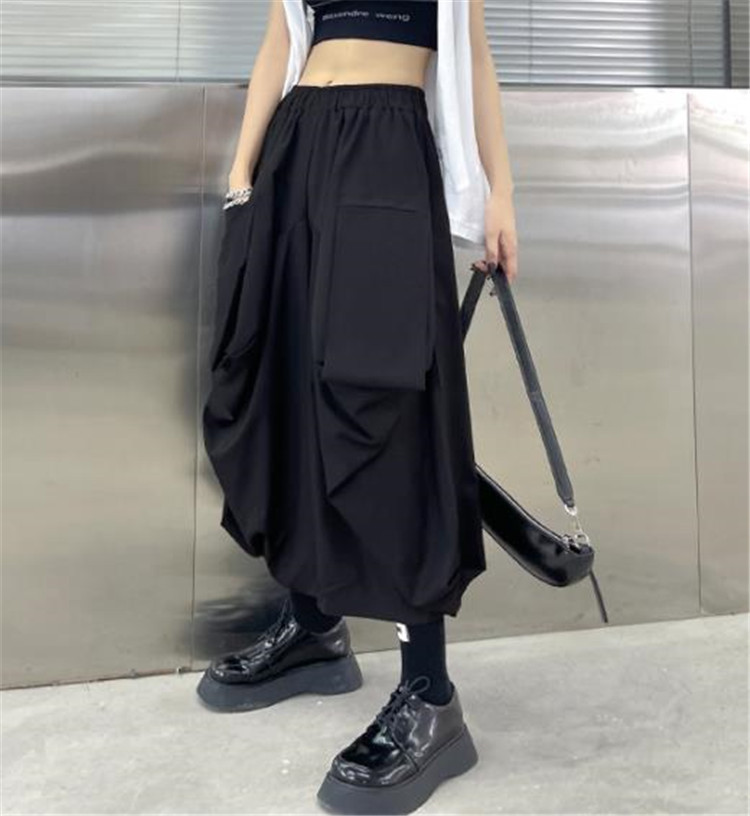 黒パンツ ワイド カジュアル ハイウエスト テーパード