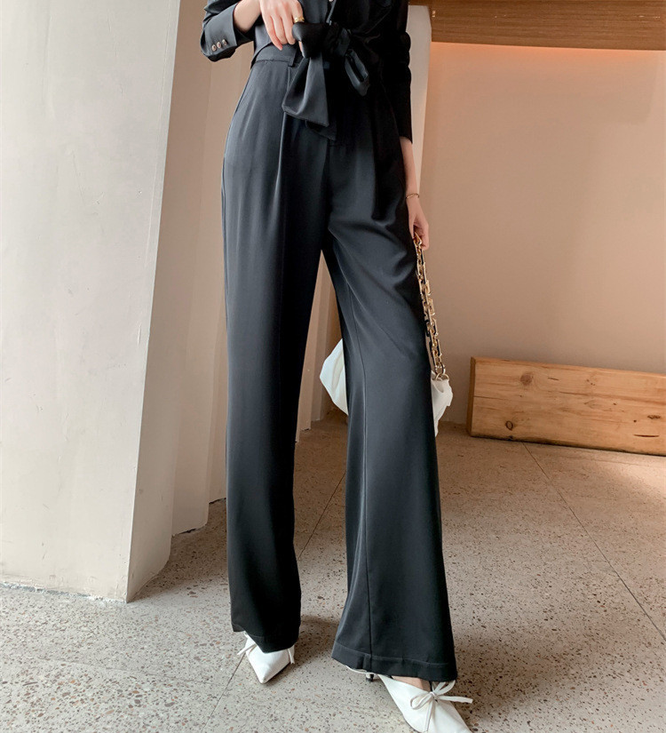 黒パンツ ハイウエスト ワイドパンツ ゆったり ストレート
