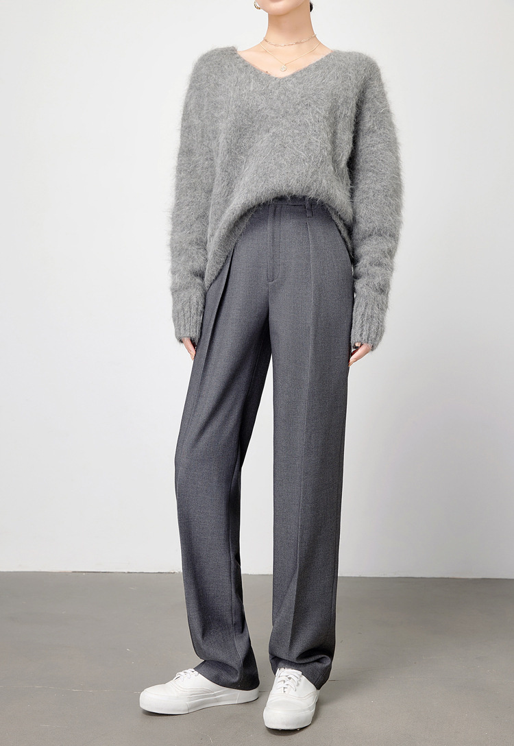 黒パンツ ハイウエストワイドパンツ 上品スラックス風