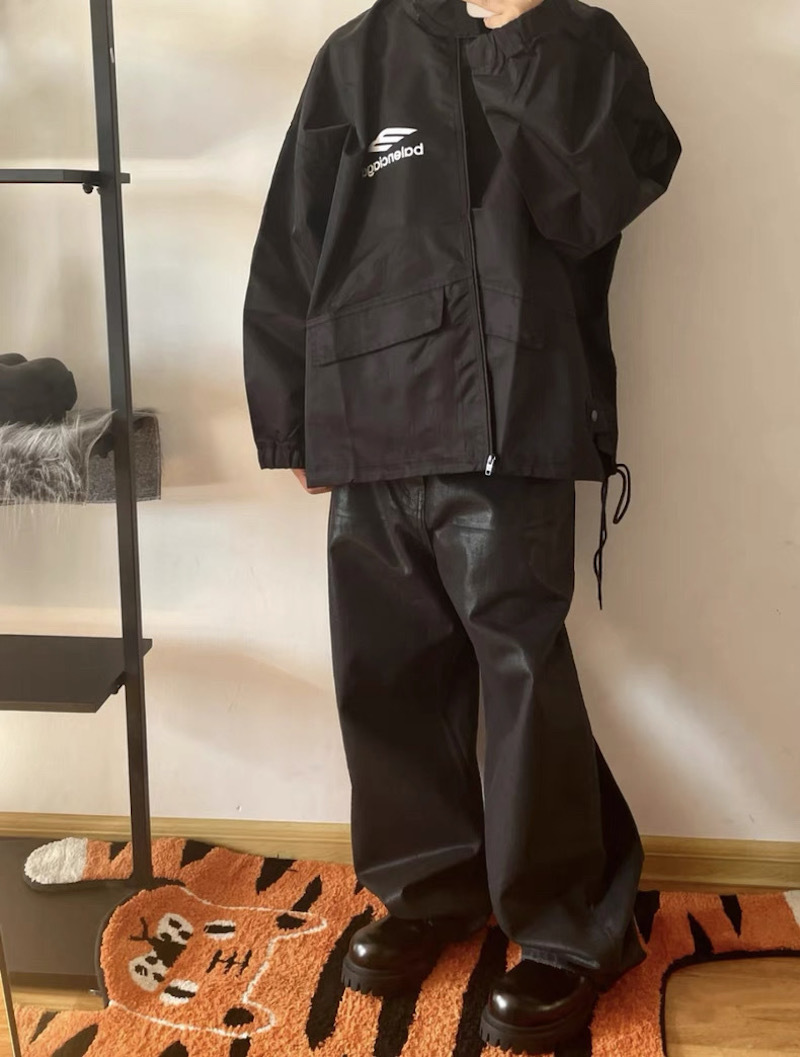 黒パンツ 黒デニムワイドパンツ 男女兼用 ストリート系 秋冬新作