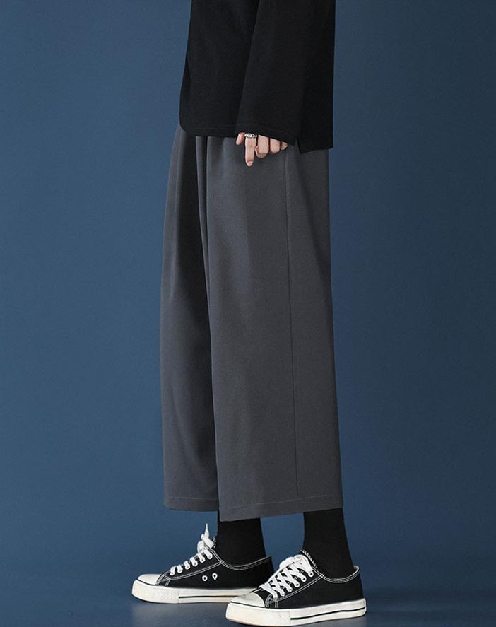 黒パンツ メンズ ワイド スラックス ゆったり ストレート パンツ