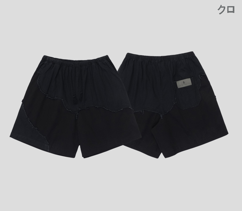 黒パンツ 男女兼用 ヴィンテージ風 黒ハーフパンツ ショートボトムス