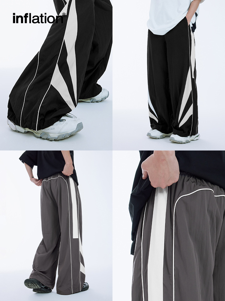 黒パンツ 男女兼用 黒 運動風 ジョガーパンツ サイドライン入り