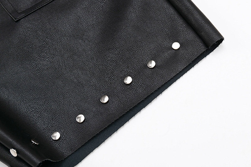 黒パンツ レザー風ショートパンツ スタッズ付き男女兼用