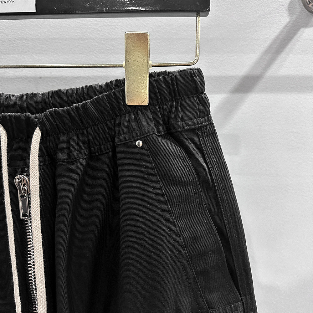 黒パンツ 黒カーゴハーフパンツ男女兼用ストリート系春夏