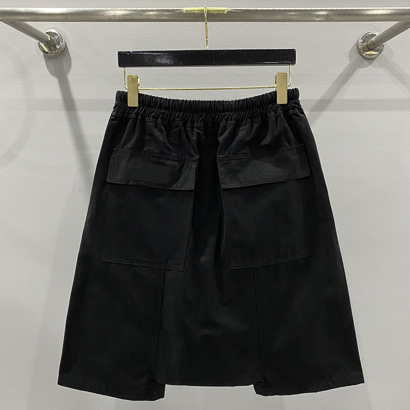 黒パンツ 男女兼用多機能ポケット付き黒ハーフパンツ春夏新作