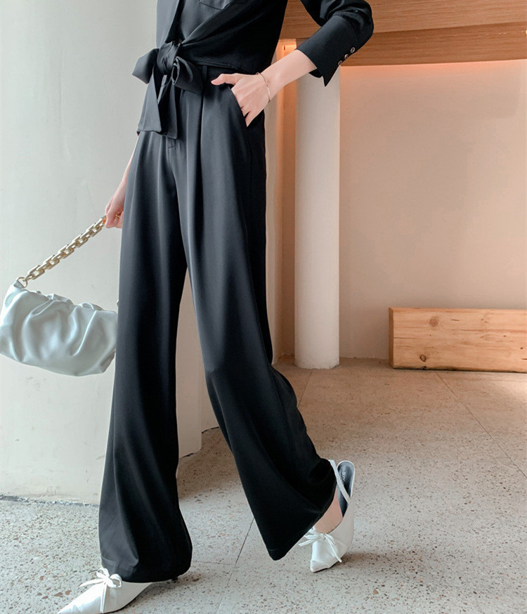 黒パンツ ハイウエスト ワイドパンツ ゆったり ストレート